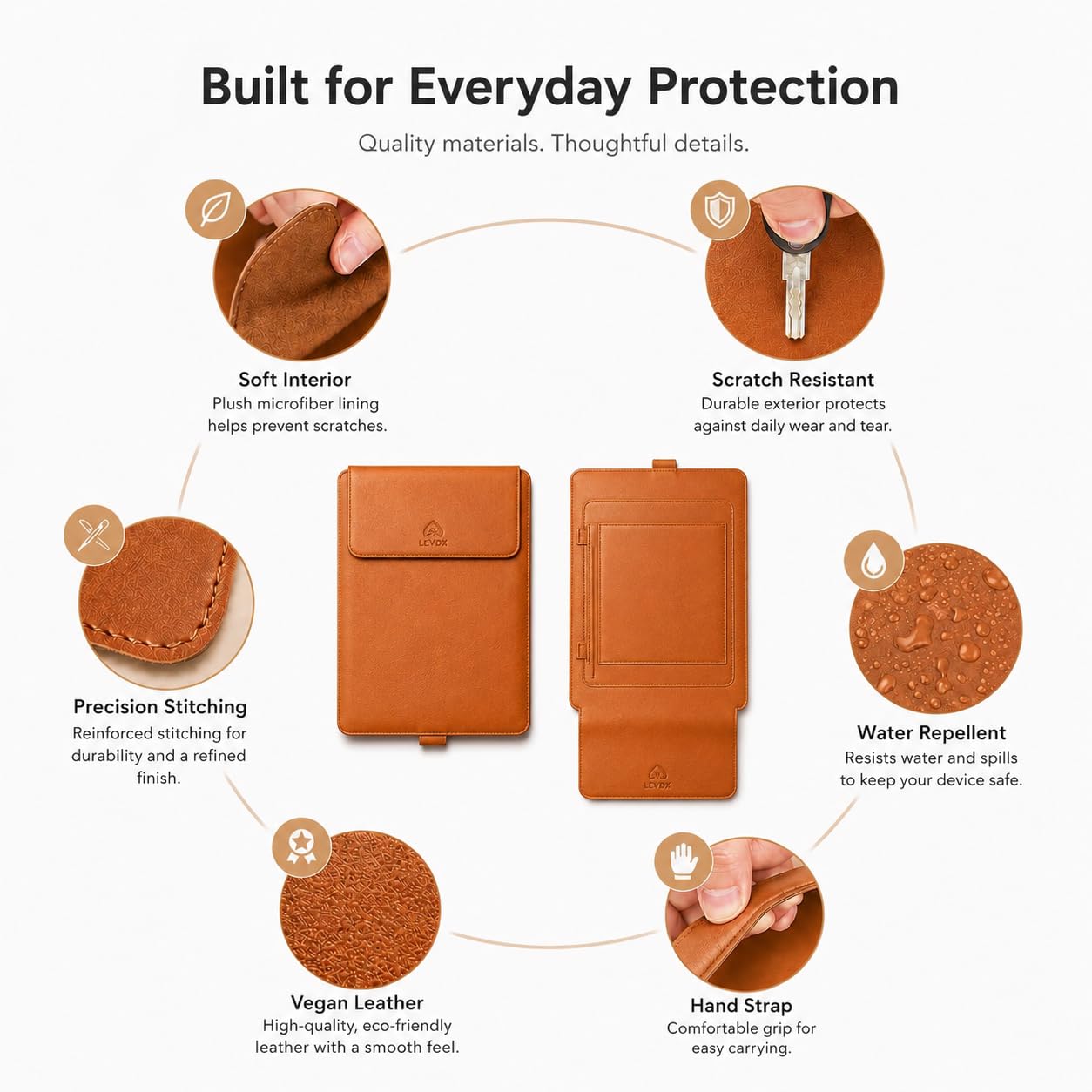 3 in 1 Laptop Sleeve with Built-in Stand & Extendable Mouse Pad Premium Vegan/PU Leather  Water & Scratch Resistant Shockproof Slim Protective Multifunctional Case for Up to 14 Inch Laptops