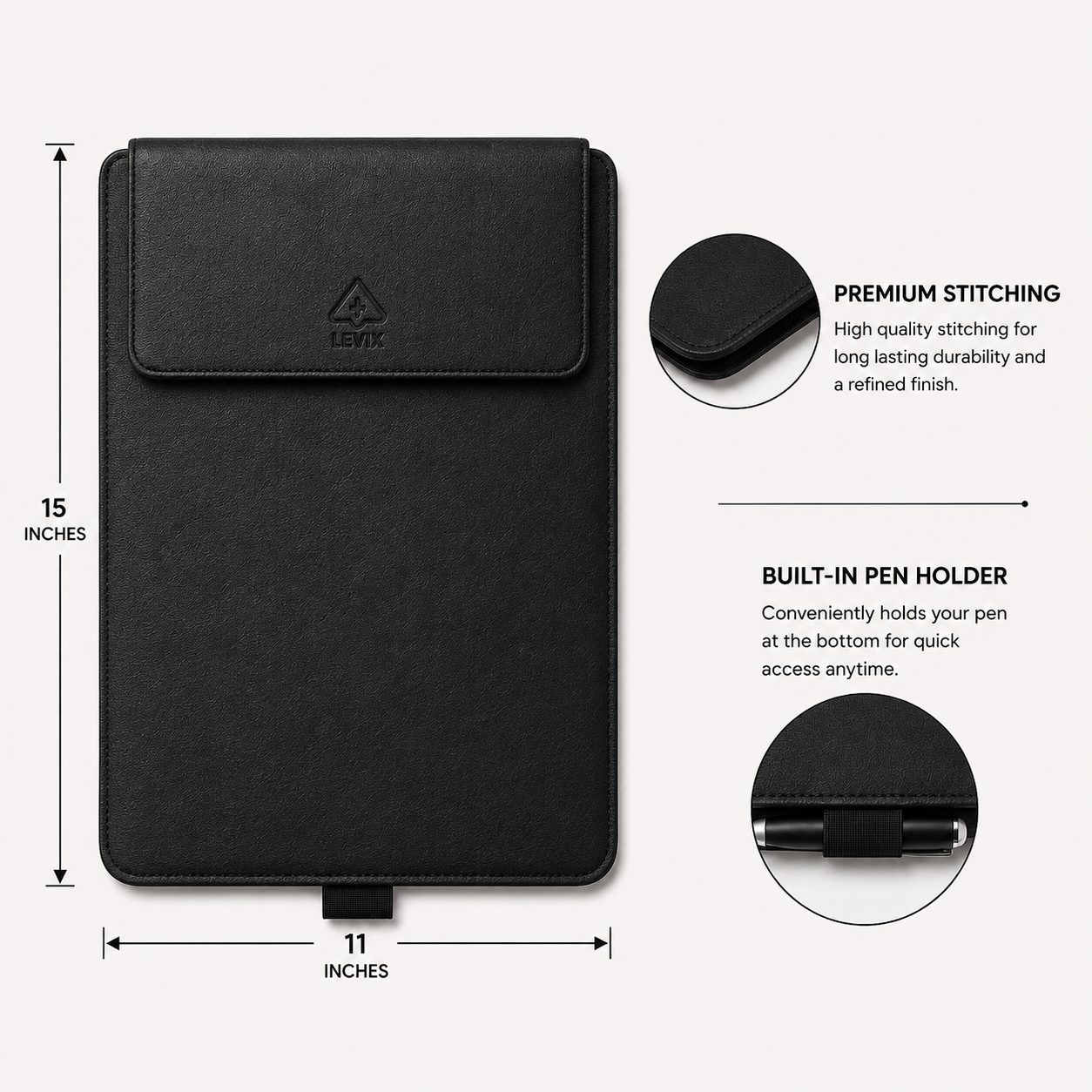 3 in 1 Laptop Sleeve with Built-in Stand & Extendable Mouse Pad Premium Vegan/PU Leather  Water & Scratch Resistant Shockproof Slim Protective Multifunctional Case for Up to 14 Inch Laptops