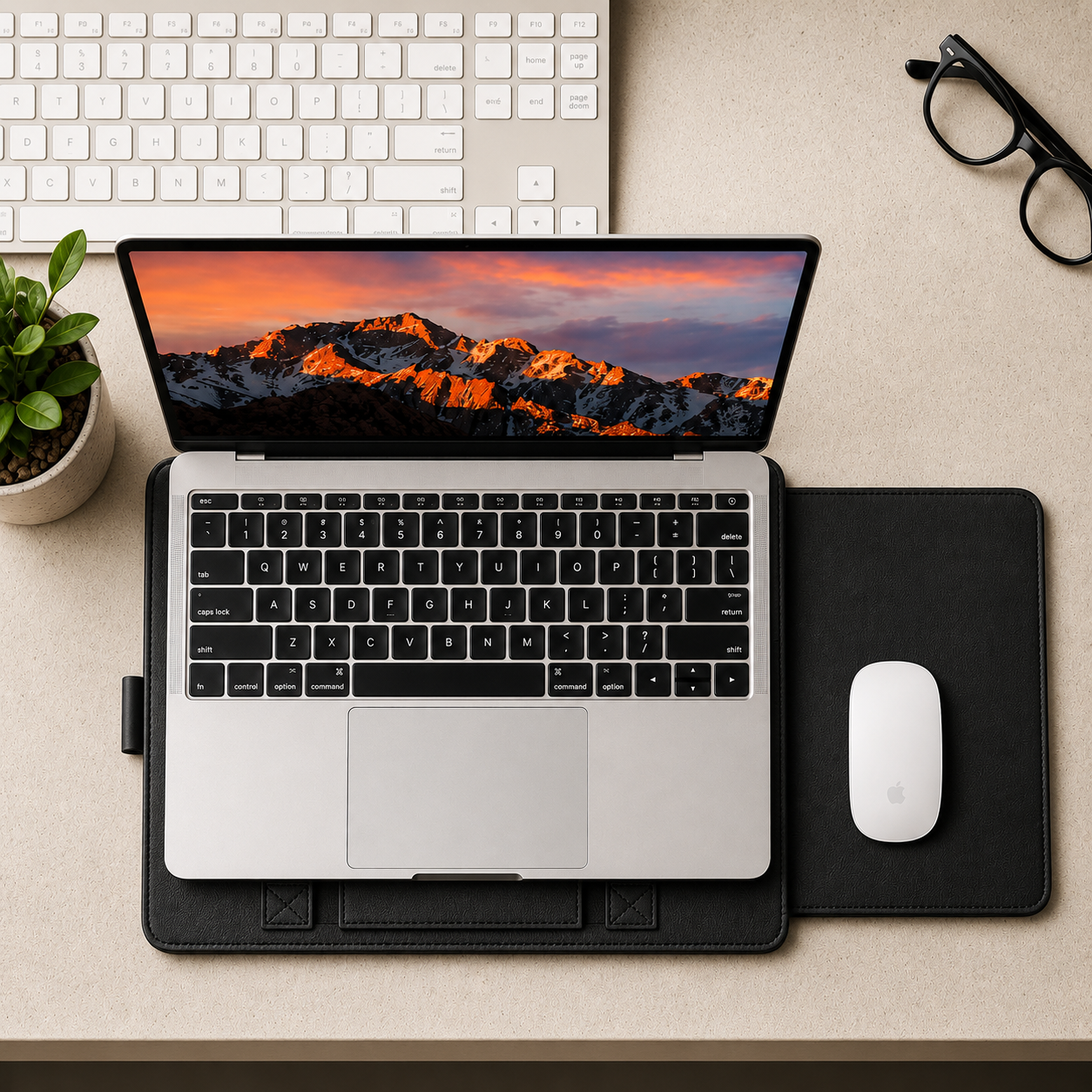 3 in 1 Laptop Sleeve with Built-in Stand & Extendable Mouse Pad Premium Vegan/PU Leather  Water & Scratch Resistant Shockproof Slim Protective Multifunctional Case for Up to 14 Inch Laptops