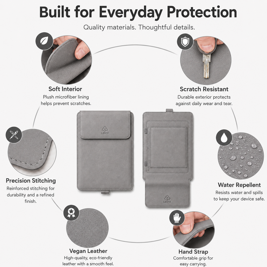 3 in 1 Laptop Sleeve with Built-in Stand & Extendable Mouse Pad Premium Vegan/PU Leather  Water & Scratch Resistant Shockproof Slim Protective Multifunctional Case for Up to 14 Inch Laptops