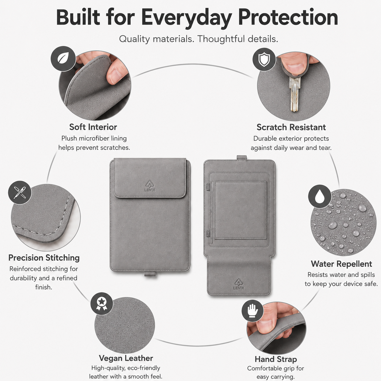 3 in 1 Laptop Sleeve with Built-in Stand & Extendable Mouse Pad Premium Vegan/PU Leather  Water & Scratch Resistant Shockproof Slim Protective Multifunctional Case for Up to 14 Inch Laptops