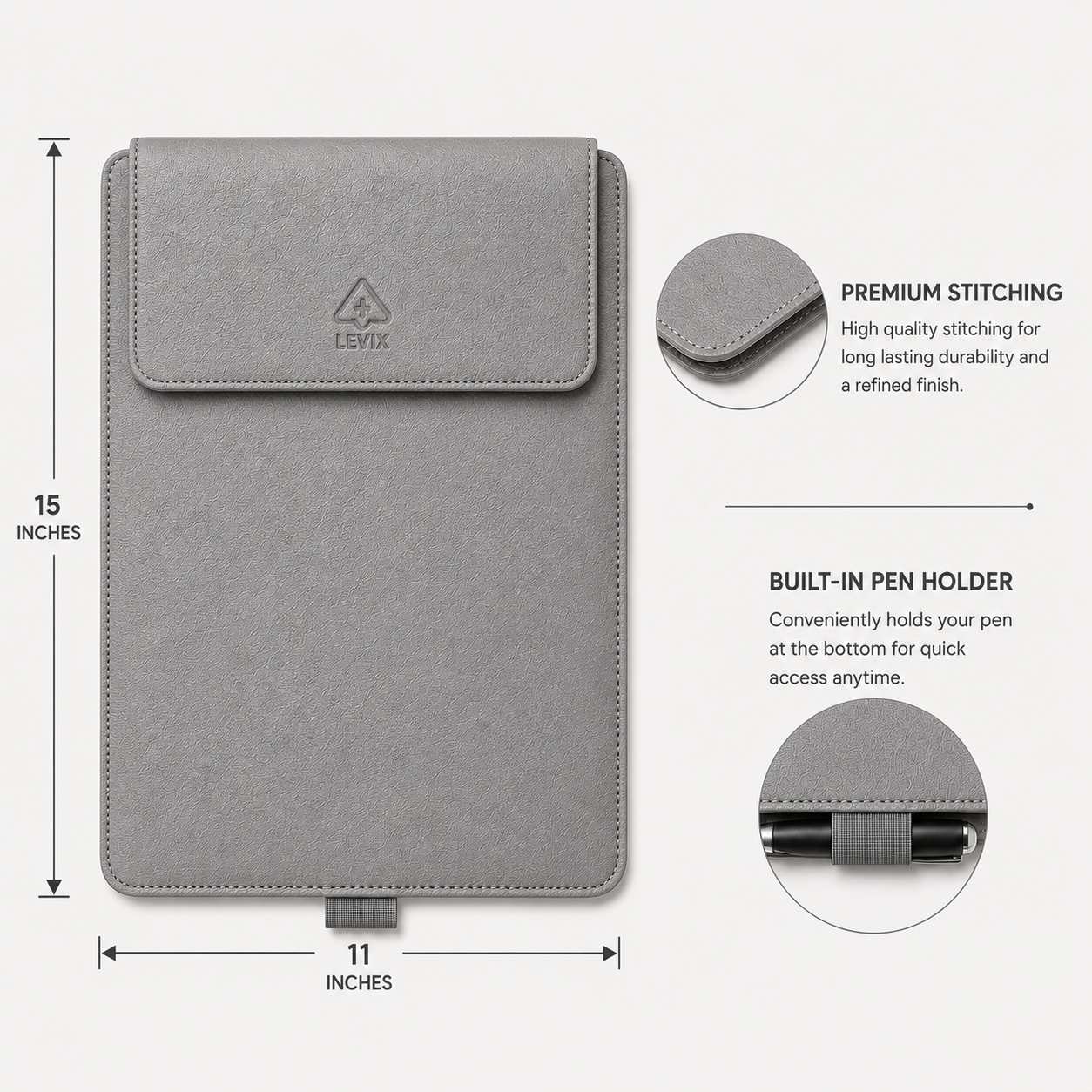 3 in 1 Laptop Sleeve with Built-in Stand & Extendable Mouse Pad Premium Vegan/PU Leather  Water & Scratch Resistant Shockproof Slim Protective Multifunctional Case for Up to 14 Inch Laptops